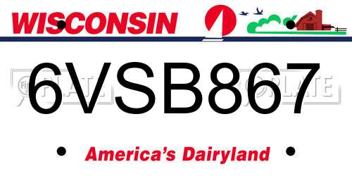 6VSB867 Wisconsin License Plate