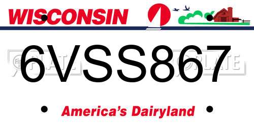 6VSS867 Wisconsin License Plate