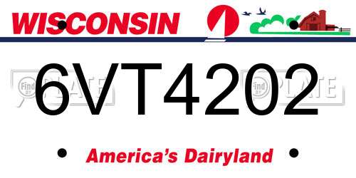 6VT4202 Wisconsin License Plate