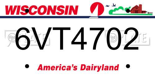 6VT4702 Wisconsin License Plate