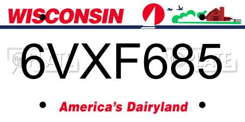 6VXF685 Wisconsin License Plate