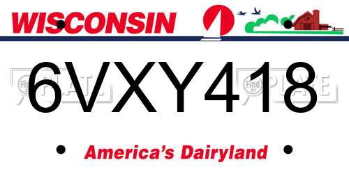 6VXY418 Wisconsin License Plate