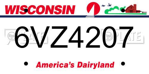 6VZ4207 Wisconsin License Plate