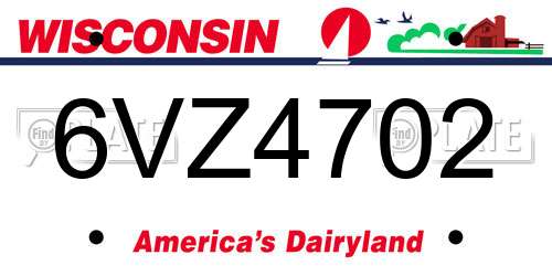 6VZ4702 Wisconsin License Plate