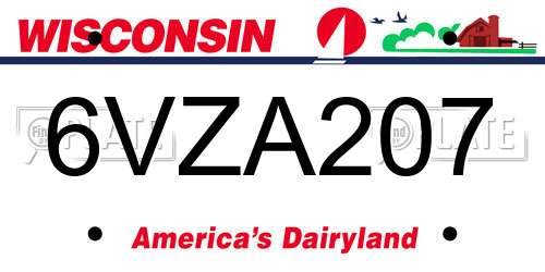 6VZA207 Wisconsin License Plate