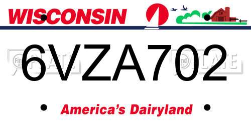 6VZA702 Wisconsin License Plate