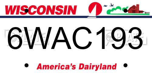 6WAC193 Wisconsin License Plate