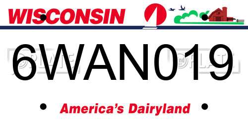 6WAN019 Wisconsin License Plate