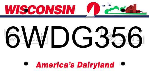 6WDG356 Wisconsin License Plate