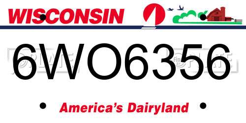 6WO6356 Wisconsin License Plate