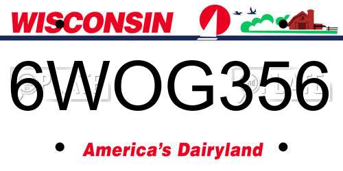 6WOG356 Wisconsin License Plate