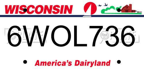6WOL736 Wisconsin License Plate