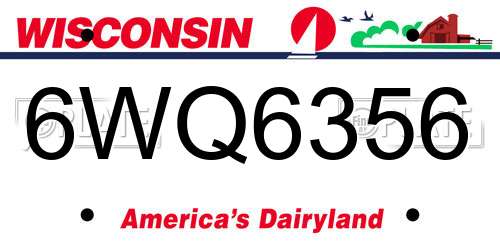 6WQ6356 Wisconsin License Plate