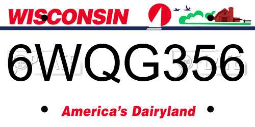 6WQG356 Wisconsin License Plate