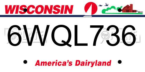 6WQL736 Wisconsin License Plate