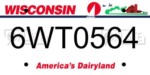 6WT0564 Wisconsin License Plate