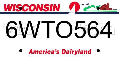 6WTO564 Wisconsin License Plate