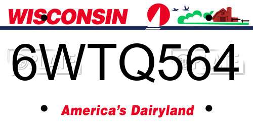 6WTQ564 Wisconsin License Plate