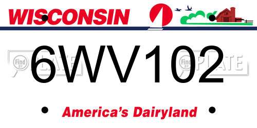6WV102 Wisconsin License Plate