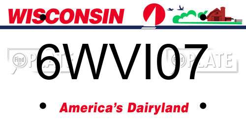 6WVI07 Wisconsin License Plate
