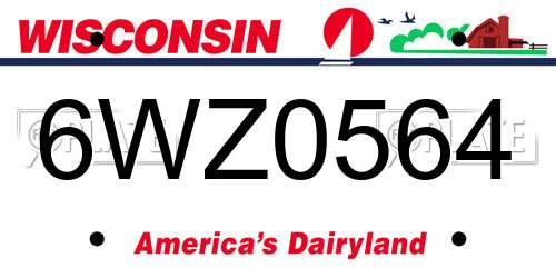 6WZ0564 Wisconsin License Plate