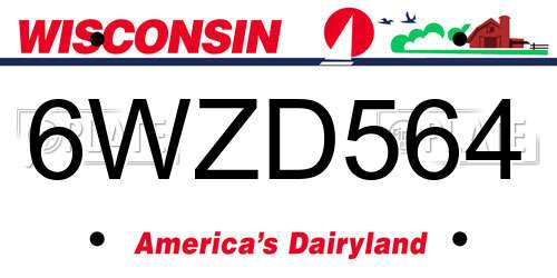 6WZD564 Wisconsin License Plate