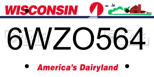 6WZO564 Wisconsin License Plate