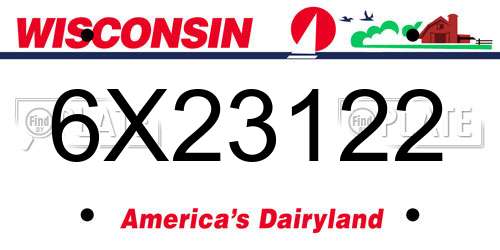 6X23122 Wisconsin License Plate