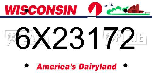 6X23172 Wisconsin License Plate