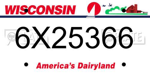 6X25366 Wisconsin License Plate