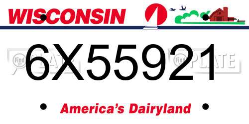 6X55921 Wisconsin License Plate