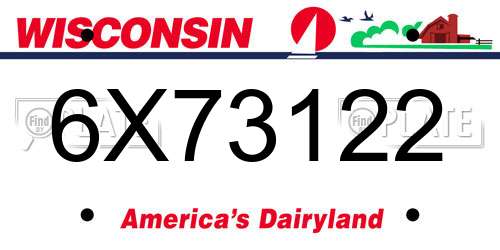 6X73122 Wisconsin License Plate