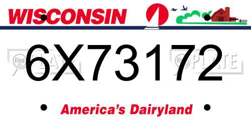 6X73172 Wisconsin License Plate