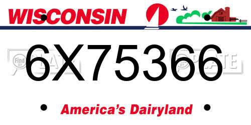 6X75366 Wisconsin License Plate