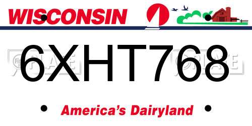 6XHT768 Wisconsin License Plate