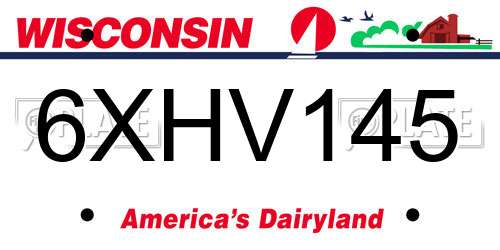 6XHV145 Wisconsin License Plate