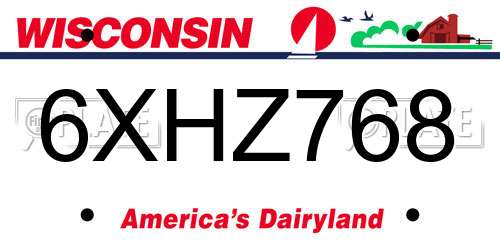 6XHZ768 Wisconsin License Plate