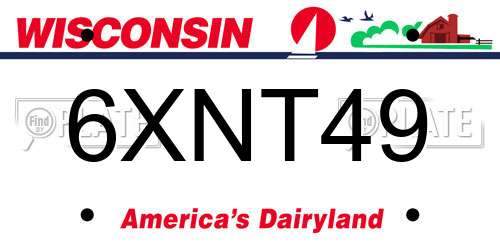 6XNT49 Wisconsin License Plate