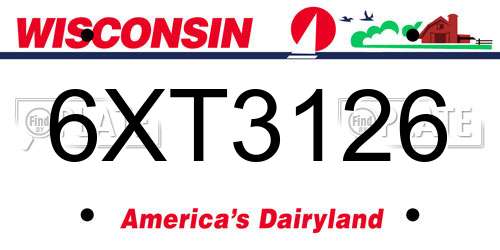 6XT3126 Wisconsin License Plate