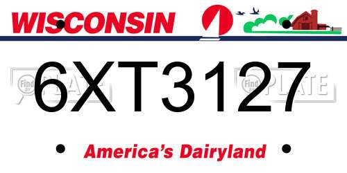 6XT3127 Wisconsin License Plate