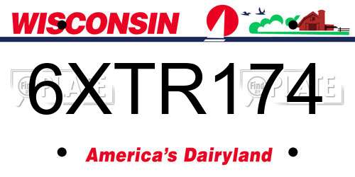 6XTR174 Wisconsin License Plate