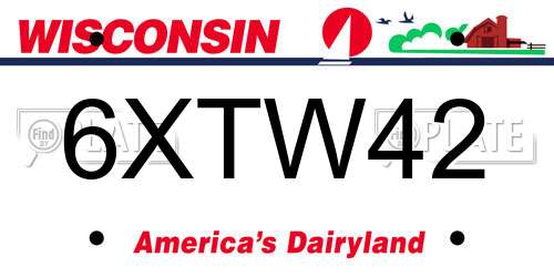 6XTW42 Wisconsin License Plate