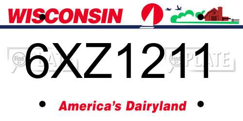 6XZ1211 Wisconsin License Plate