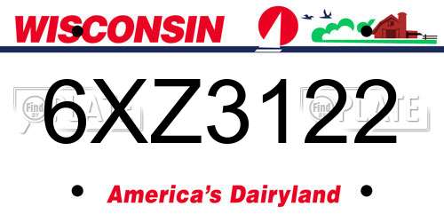 6XZ3122 Wisconsin License Plate