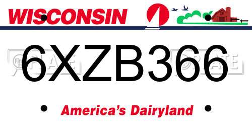 6XZB366 Wisconsin License Plate