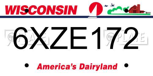 6XZE172 Wisconsin License Plate
