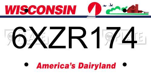 6XZR174 Wisconsin License Plate