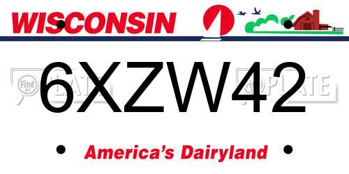 6XZW42 Wisconsin License Plate