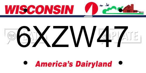 6XZW47 Wisconsin License Plate