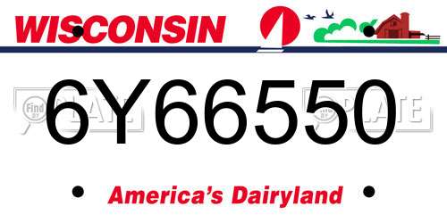 6Y66550 Wisconsin License Plate